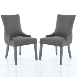 An Image of Blake Fabric Dining Chair In Grey With Wooden Legs In A Pair