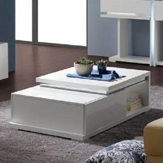 An Image of Nicoli Coffee Table In White High Gloss With 1 Drawer