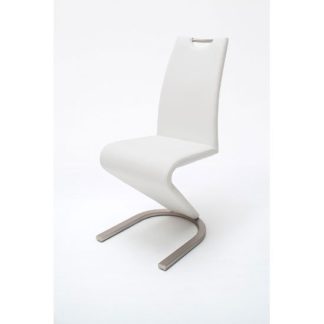 An Image of Amado Z White Faux Leather Metal Swinging Dining Chair