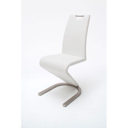 An Image of Amado Z White Faux Leather Metal Swinging Dining Chair