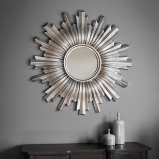 An Image of Safari Decorative Wall Mirror Round In Silver