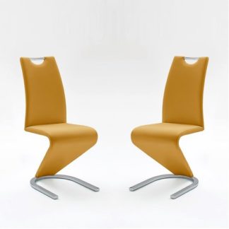 An Image of Amado Dining Chair In Curry Faux Leather In A Pair