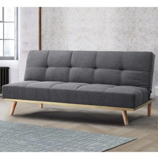 An Image of Soren Fabric Sofa Bed In Grey With Wooden Legs