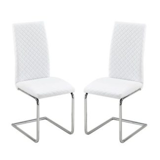 An Image of Ronn Dining Chair In White Faux Leather In A Pair