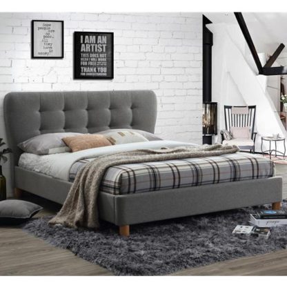 An Image of Stockholm Fabric Double Bed In Grey