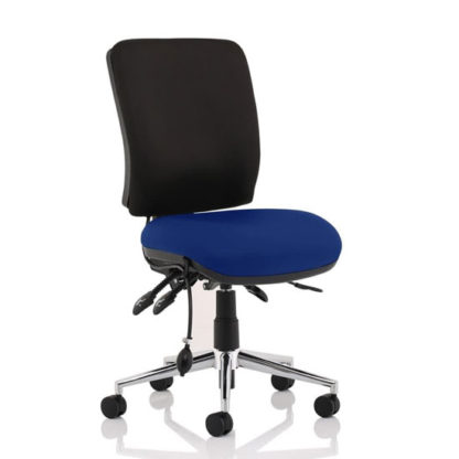 a0dd8c4a908f756ee80b82d62f59b1ef4ca413713eab9ba670eb9f45a8545d7c.jpg An Image of Chiro Medium Back Office Chair With Stevia Blue Seat No Arms