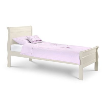 An Image of Lovette Wooden Single Bed In Stone White Lacquer