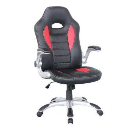 a16bcefa322aa0af2930049452db4d3554830b8e30d14358f49b1f7a9d6ae7d2.jpg An Image of Witney Home Office Chair In Black And Red Faux Leather