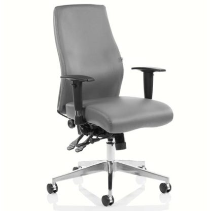 An Image of Onyx Ergo Leather Posture Office Chair In Grey With Arms