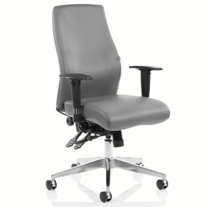 a172299e69b8418766698e60c755fcc49acce39e96e72ee0d63aa853ca12d6a8.jpg An Image of Onyx Ergo Leather Posture Office Chair In Grey With Arms
