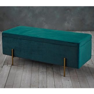 An Image of Lola Storage Ottoman In Teal