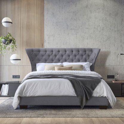 An Image of Georgia Fabric Super King Size Bed In Grey