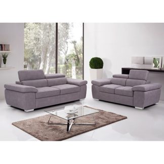 An Image of Amando Fabric 2 Seater And 3 Seater Sofa Suite In Mushroom