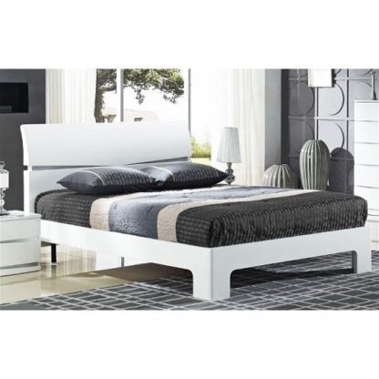 An Image of Alcott Modern Double Bed In White High Gloss