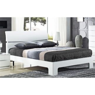 An Image of Alcott Modern King Size Bed In White High Gloss