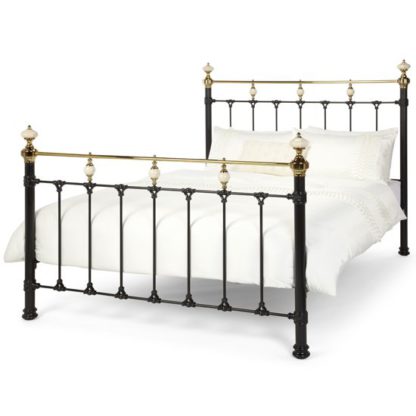 An Image of Abigail Precious Metal King Size Bed In Black and Brass