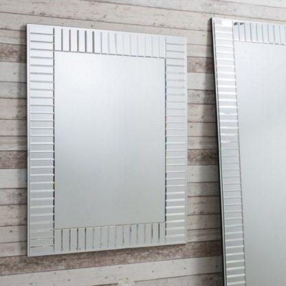 An Image of Lauren Mosaic Wall Mirror In Silver And Intricate Bevelled Glass