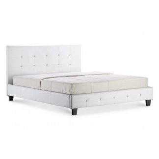 An Image of Quartz Faux Leather Single Bed In White