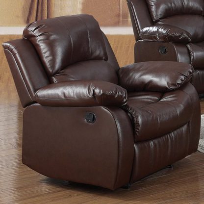 An Image of Piscium Leather Full Bonded Recliner 1 Seater Sofa In Brown