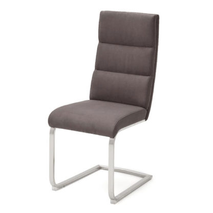 An Image of Hiulia Leather Cantilever Dining Chair In Brown