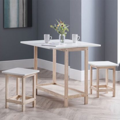 An Image of Bergen Bar Set With 2 Stools In White Lacquer