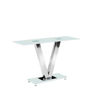 An Image of Venus Console Table Rectangular In Frosted White Glass