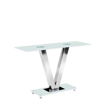 a29f9e6d9bddbc35059839c791357c023cd2b7a243ec57c04ab5cef994d96dd6.jpg An Image of Venus Console Table Rectangular In Frosted White Glass