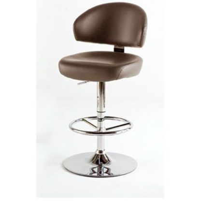 An Image of Bingo Brown Bar Stool In Faux Leather With Chrome Base