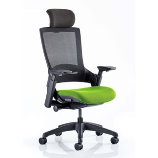 An Image of Molet Black Back Headrest Office Chair With Myrrh Green Seat