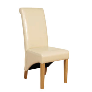 An Image of Rocco PU Leather Dining Dining Chair In Ivory