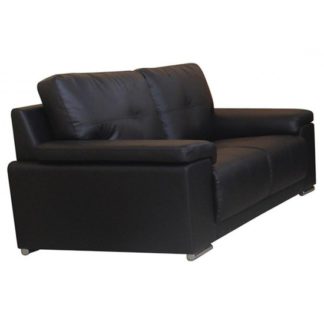 An Image of Ranee Bonded Leather And PU 2 Seater Sofa In Black