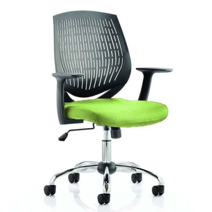 a2fd0bdc92fec5b03793edac8e314a693e8c97ef425c61b99eb9d8e0ae841b3d.jpg An Image of Dura Black Back Office Chair With Myrrh Green Seat