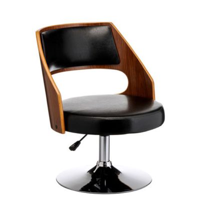 An Image of Bordo Bar Chair In Black Padded Seat With Chrome Base