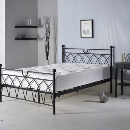 a3eb97ef03b6883eb631cdad62cbeabf153b37b2bae34a3b6bd71fa3106dd6b7.jpg An Image of Dales Contemporary Metal Double Bed In Black