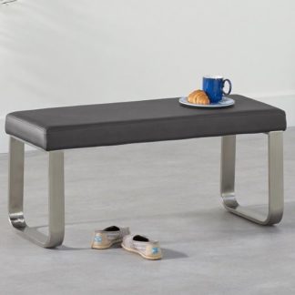 An Image of Washington Small Dining Bench In Grey Faux Leather