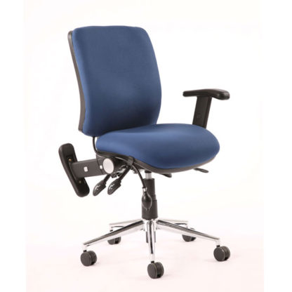An Image of Chiro Fabric Medium Back Office Chair In Blue With Folding Arms