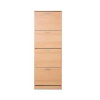 An Image of Alcott Contemporary Shoe Cabinet In Beech With 4 Doors