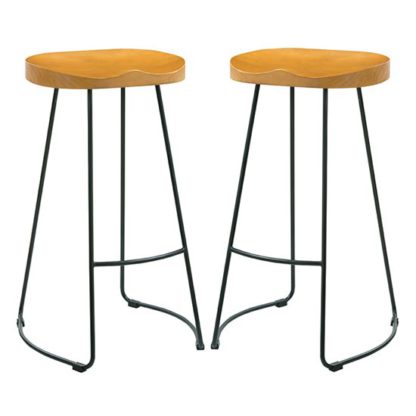 a4897ed46e82f6cde5f62be6d6a7e4a3d4f5e4ced5b4c9eef6f0377a7cc0d648.jpg An Image of Bailey Black Metal Leg Bar Stool In Pair With Pine Wood Seat
