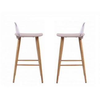 An Image of Madisson Stone Bar Stool With Oak Look Metal Legs In A Pair