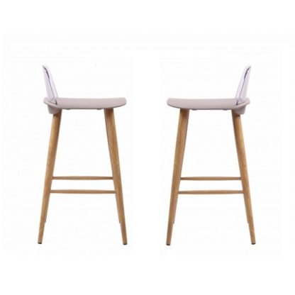 An Image of Madisson Stone Bar Stool With Oak Look Metal Legs In A Pair
