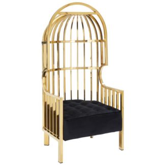 An Image of Fafnir Cage Design Occasional Chair In Gold
