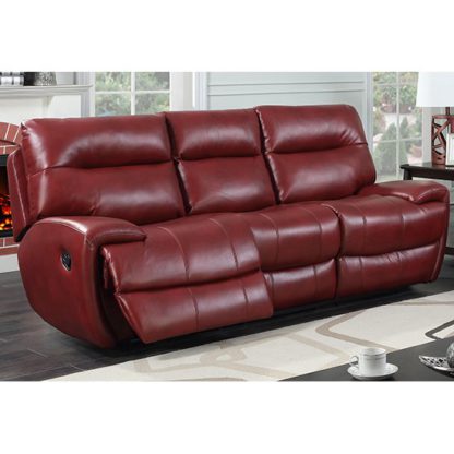 An Image of Orionis LeatherGel And PU Recliner 3 Seater Sofa In Red