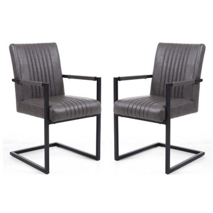 An Image of Dewall Cantilever Chair In Grey With Black Frame In A Pair