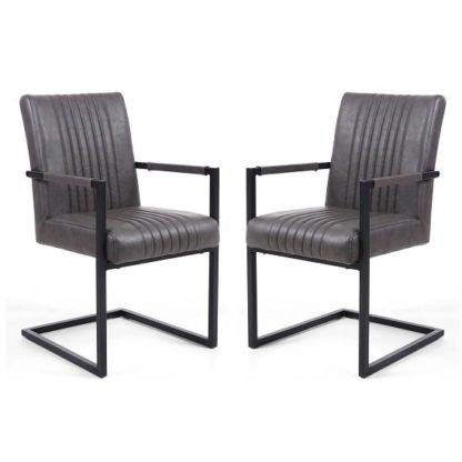 a4cc8c2a90dd1d0189ee1cde6ef20bb97dcb5fa85c050449910125e8f5577fd8.jpg An Image of Dewall Cantilever Chair In Grey With Black Frame In A Pair