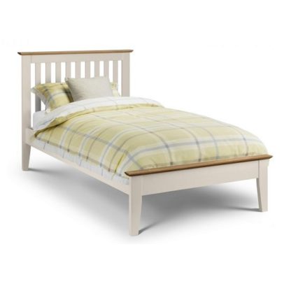 An Image of Cayuga Two Tone Single Size Bed In Stone White Lacquered