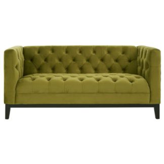 An Image of Okab Viola Moss Fabric 2 Seater Sofa In Green
