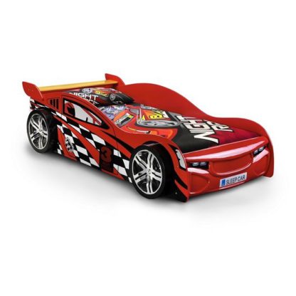 An Image of Alfred Kids Racing Car Bed In High Gloss Red