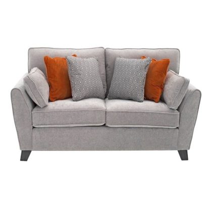 An Image of Barresi Chenille Fabric Two Seater Sofa In Silver Finish