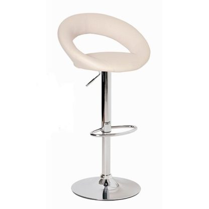 An Image of Leoni Bar Stool In Cream Faux Leather With Chrome Base