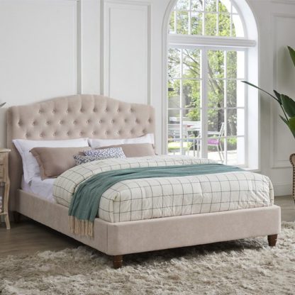 a6ba11580bca2a13db4486c0c93eb8d77f2dd71814429c5ffa91d1eab4ef68c9.jpg An Image of Sorrento Double Fabric Bed In Pink